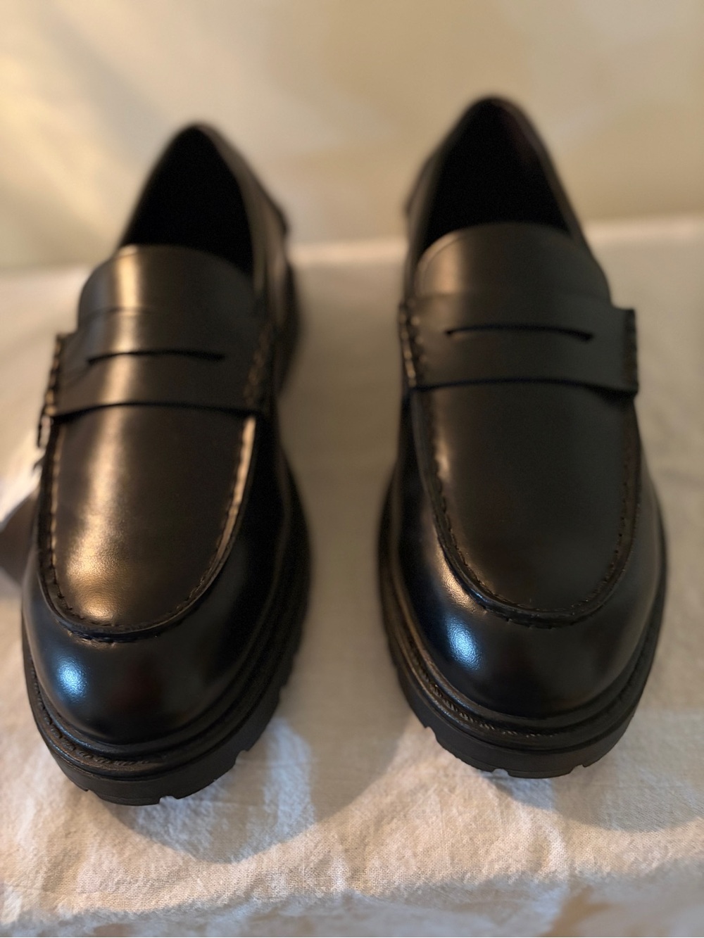 ZARA Men’s Black Penny Loafers Track Sole Dress Shoes NWT Size 8 / EUR 41